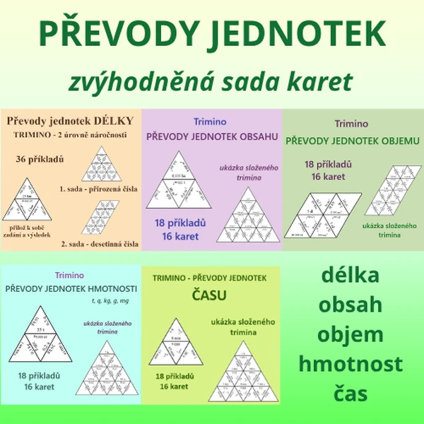 Převody jednotek (délka, obsah, objem, hmotnost, čas) - zvýhodněná sada
