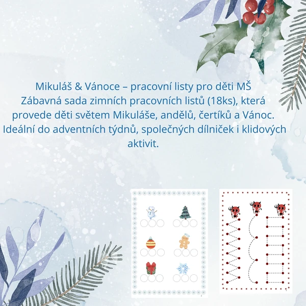 Pracovní listy Mikuláš a Vánoce