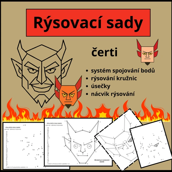 RÝSOVÁNÍ - TÉMA ČERTI - geomerie zábavně