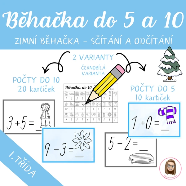 Zimní běhačka - sčítání a odčítání do 5 a 10