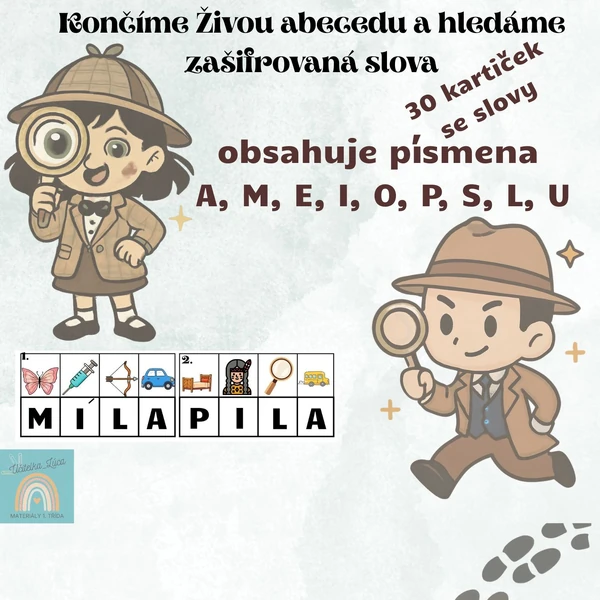 Šifrovaná slova 1. třída - opakujeme písmena a slova