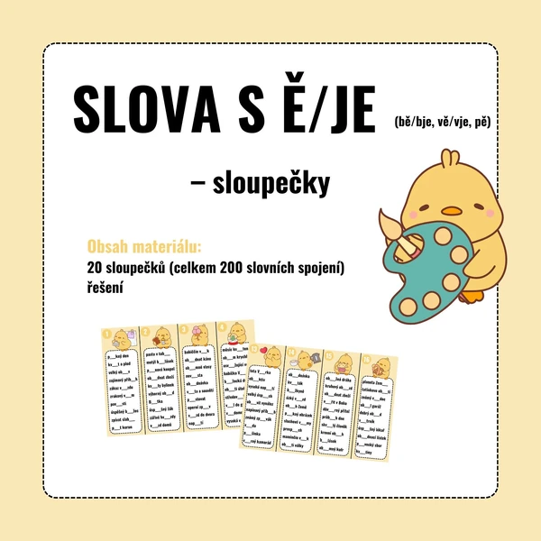 SLOVA S Ě/JE – sloupečky