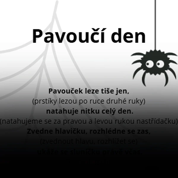 Autorská básnička Pavoučí den