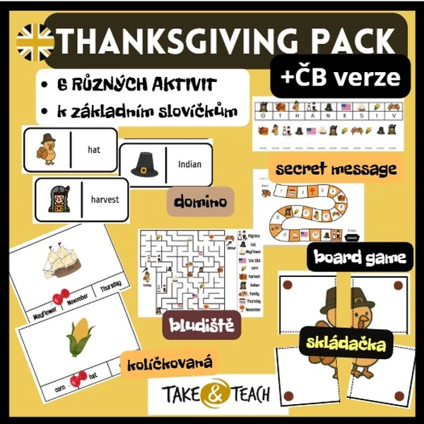 THANKSGIVING BASIC PACK - základní slovíčka, 6 aktivit