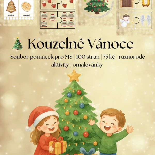 🎄 Kouzelné Vánoce – 100 stran aktivit pro děti v MŠ