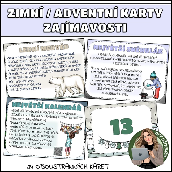 Karty zajímavostí (advent, zima, Vánoce...)