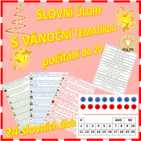 SLOVNÍ ÚLOHY S VÁNOČNÍ TEMATIKOU - počítání do 20