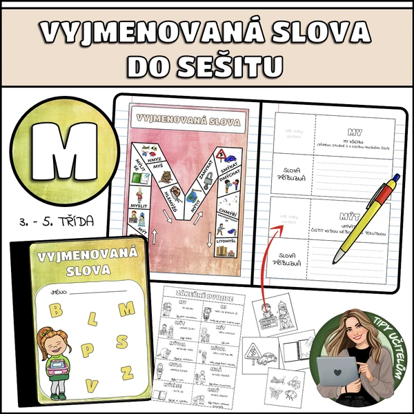 Vyjmenovaná slova do sešitu - M