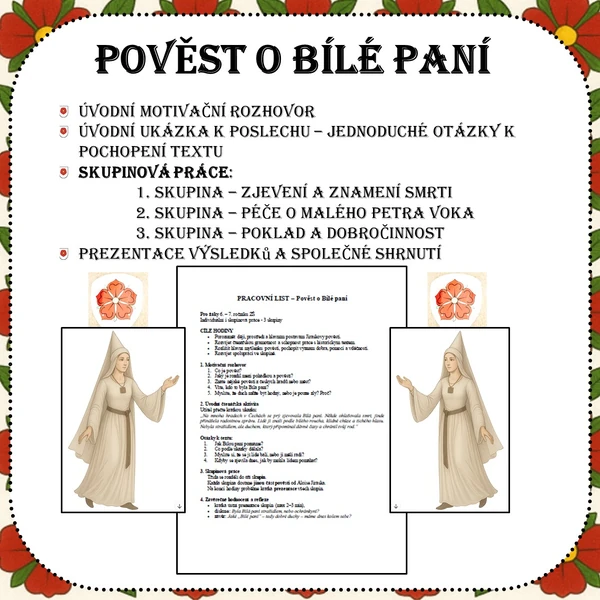 Pověst o Bílé paní – pracovní listy