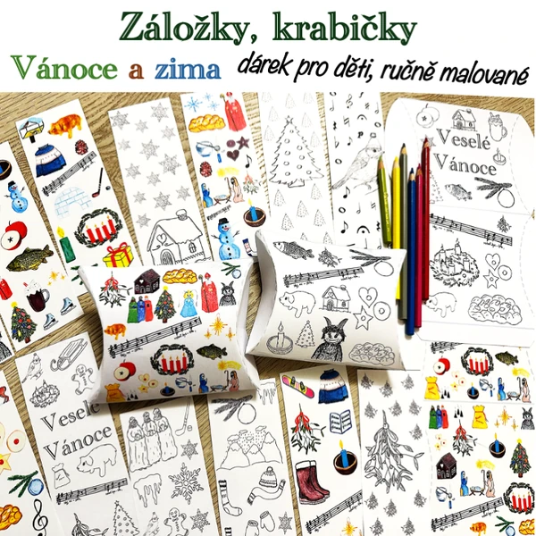 Záložky, krabičky - Vánoce, zima