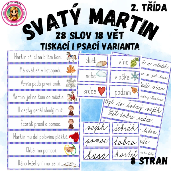 Svatý Martin - běhací diktát pro 2. třídu