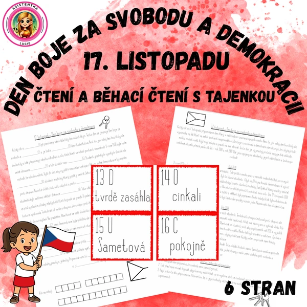 Den boje za svobodu a demokracii - 17. listopad - čtení a běhací doplňování s tajenkou