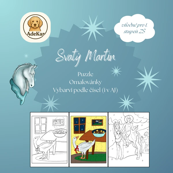 Svatý Martin - puzzle, omalovánky