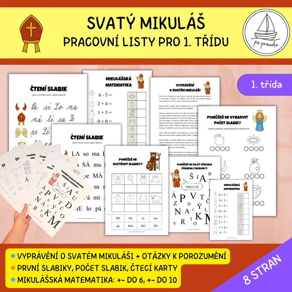 Svatý Mikuláš - pracovní listy pro 1. třídu
