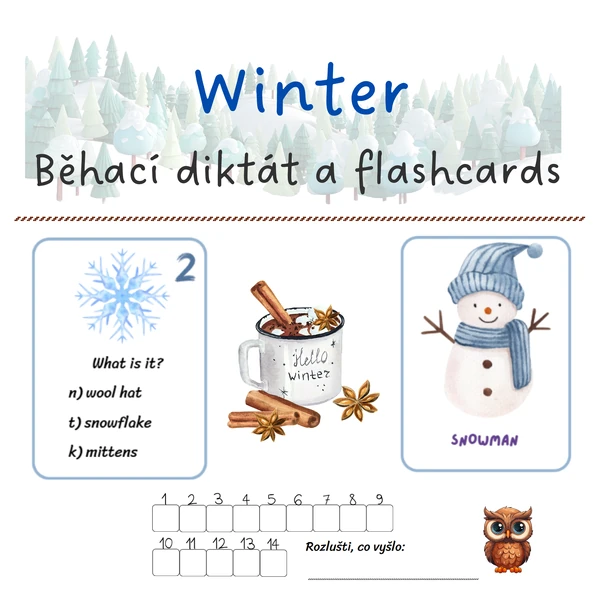 Winter - běhací diktát a flashcards