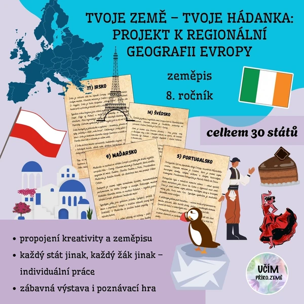 Evropa: Tvoje země – tvoje hádanka, projekt k regionální geografii Evropy