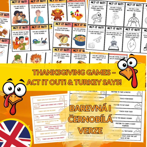 Thanksgiving games – Act It Out! & Turkey Says!