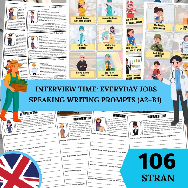Interview Time: Everyday Jobs – Speaking, Writing Prompts (A2–B1)