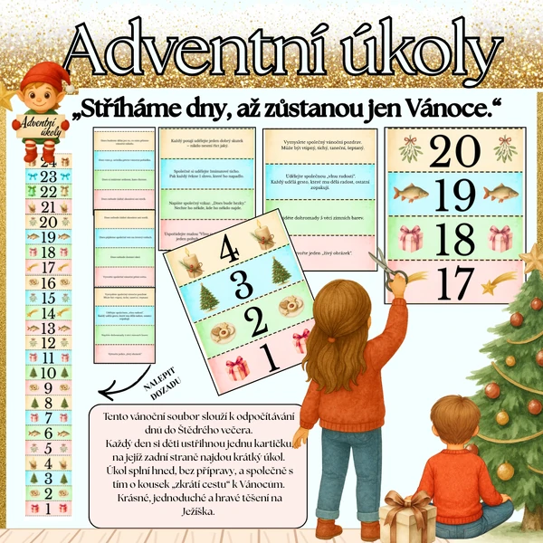 Adventní kalendář - úkoly - stříhání dnů do Vánoc