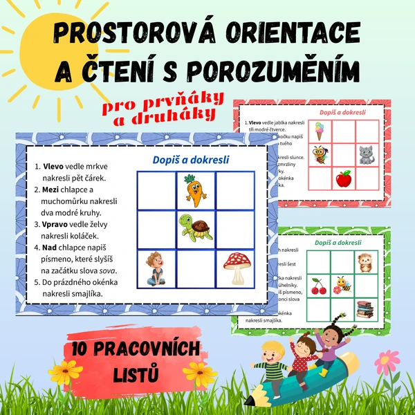 Prostorová orientace a čtení s porozuměním - pracovní listy