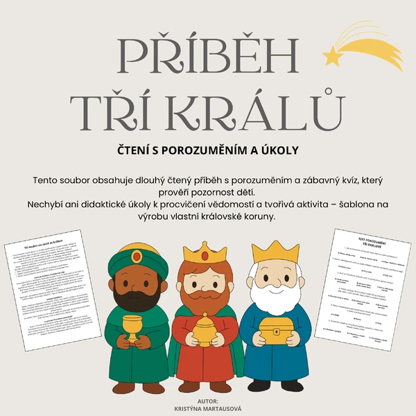 Příběh tří králů - Čtení s porozuměním a úkoly
