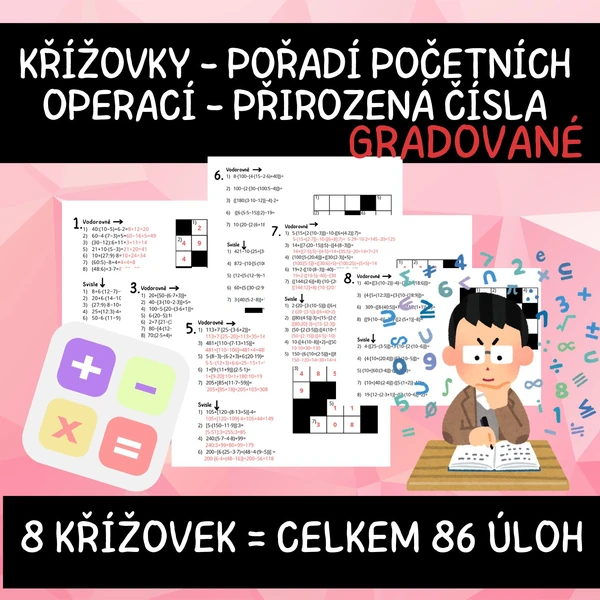 Pořadí početních operací - závorky- gradované - přirozená čísla - křížovky