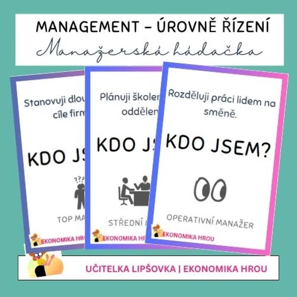 EKONOMIKA | Management - úrovně řízení: Manažerská hádačka KARTIČKY