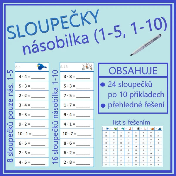 Sloupečky - násobilka (1-5, 1-10)