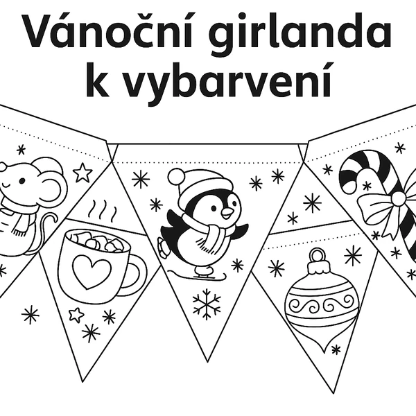 Vánoční girlanda k vybarvení 