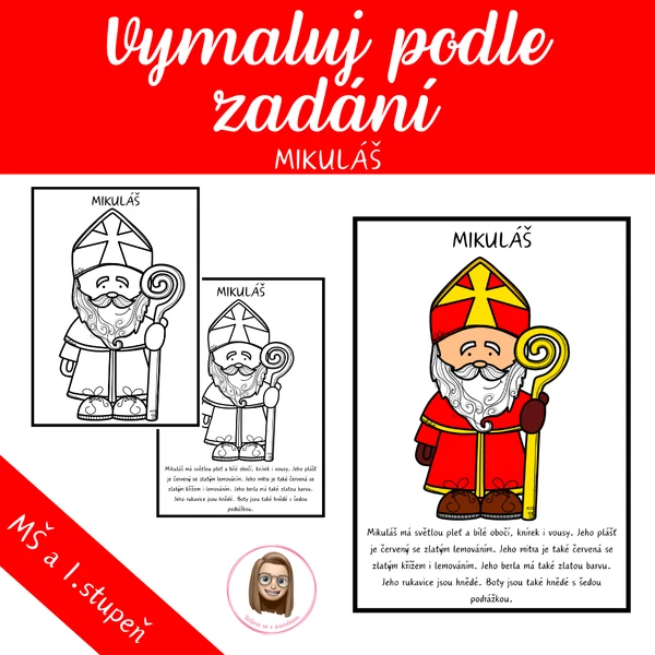 MIKULÁŠ - vybarvování podle zadání