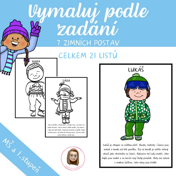 ZIMA - vybarvuj podle zadání