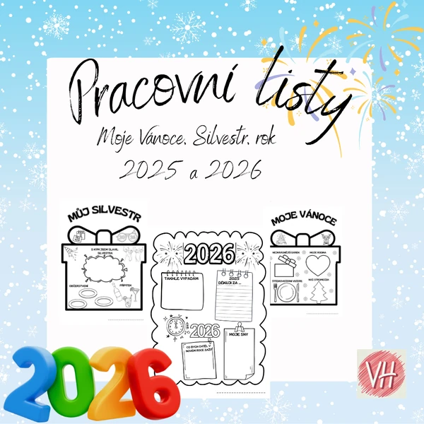 Pracovní listy- Moje Vánoce, Silvestr, rok 2025 a 2026