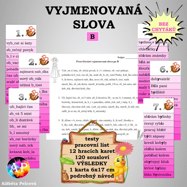 VYJMENOVANÁ SLOVA PO B (bez chytáků)