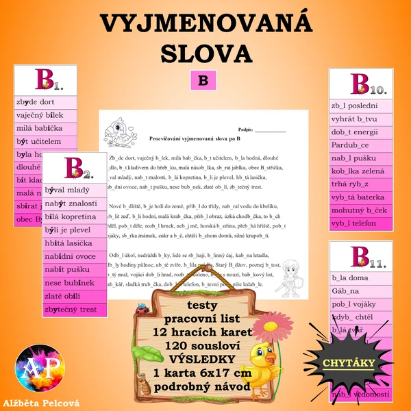 VYJMENOVANÁ SLOVA PO B (chytáky)