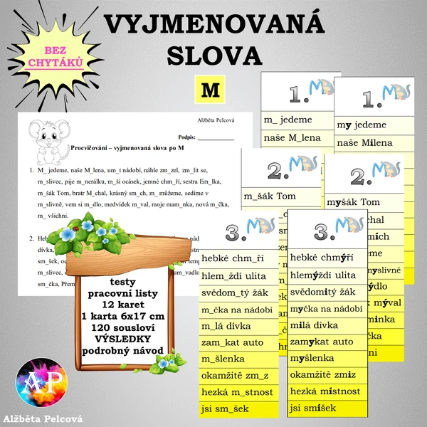 VYJMENOVANÁ SLOVA PO M (bez chytáků)