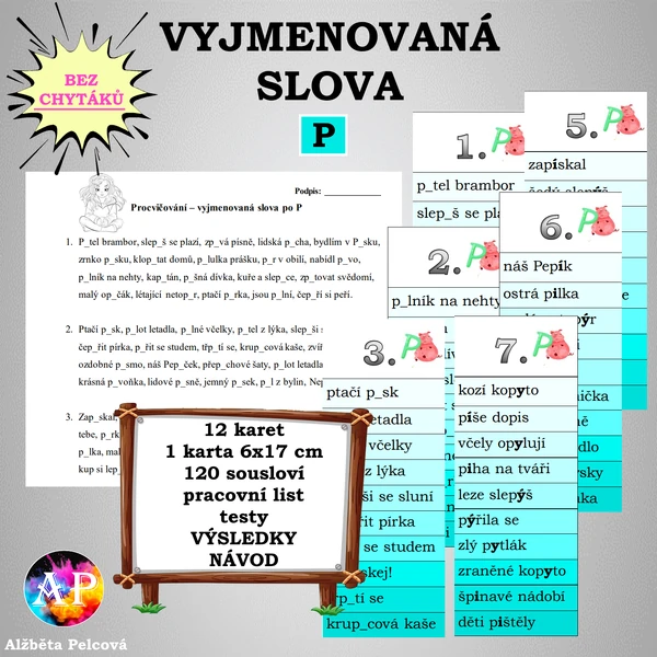 VYJMENOVANÁ SLOVA PO P (bez chytáků)