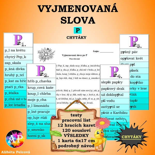 VYJMENOVANÁ SLOVA PO P (chytáky)