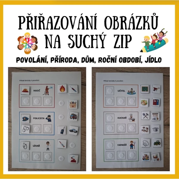 PŘIŘAZOVÁNÍ OBRÁZKŮ - povolání, příroda, roční období, jídlo, dům