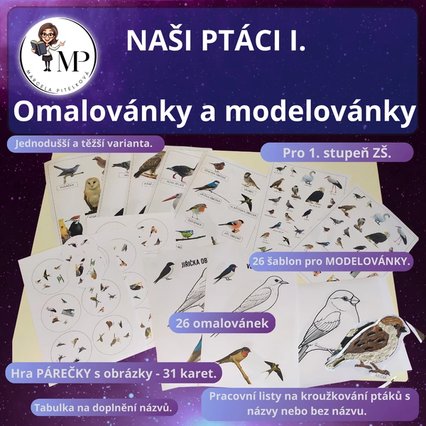 NAŠI PTÁCI I. - omalovánky a modelovánky