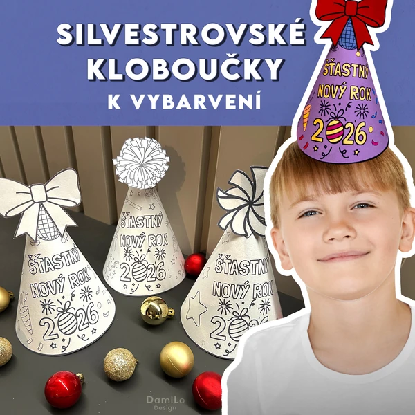 Sada čepiček k vybarvení – Nový rok 2026