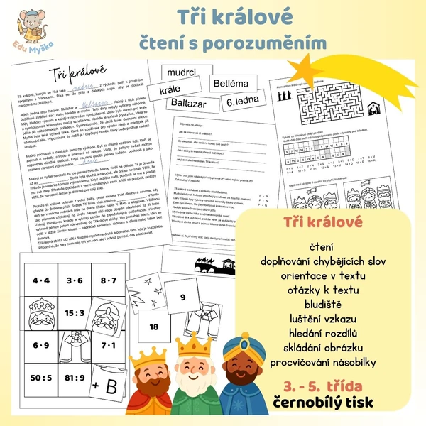 Tři králové - čtení s porozuměním