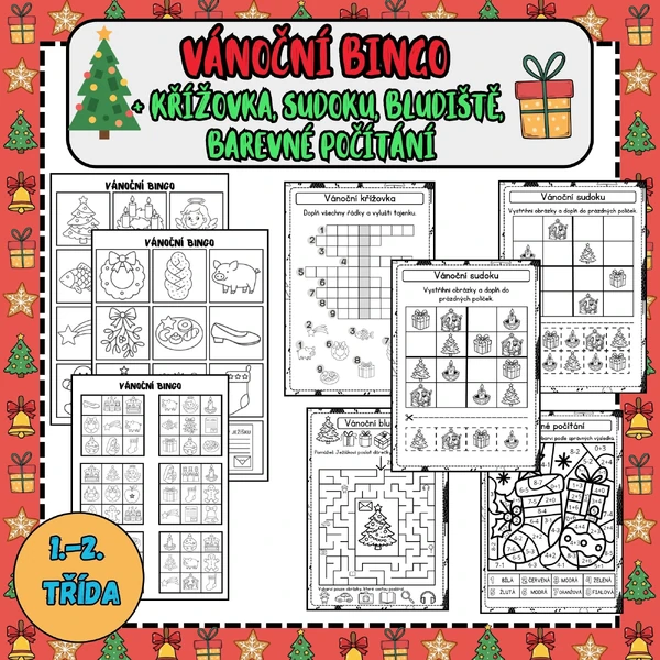 Vánoční bingo a vánoční pracovní listy