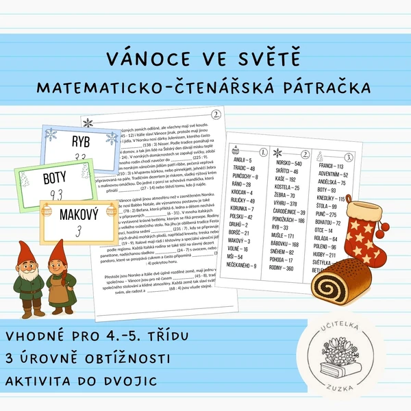 Vánoce ve světě: matematicko-čtenářská pátračka