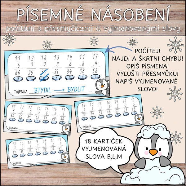 Písemné násobení + vyjmenovaná slova po B, L, M