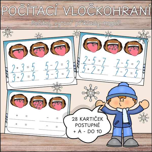 Počítací vločkohraní - tvoření příkladů na sčítání a odčítání do 10
