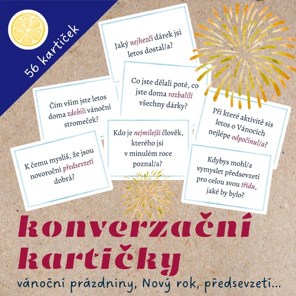 KONVERZAČNÍ KARTIČKY - vánoční prázdniny, Nový rok, předsevzetí