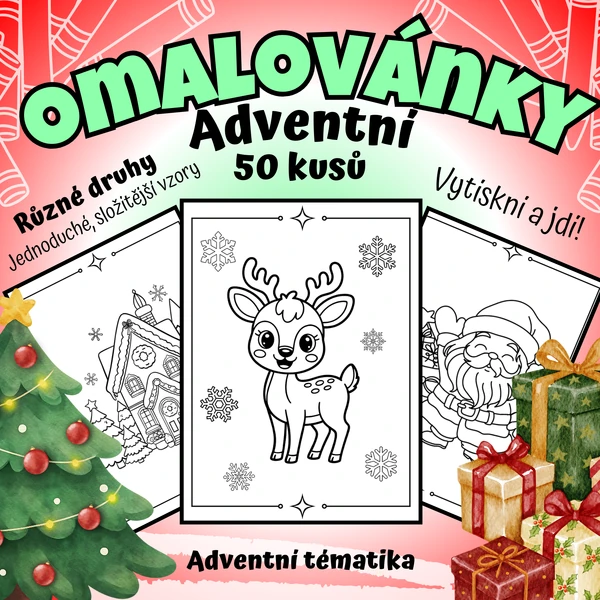 ⭐50 vánočních omalovánek | Zvířátka & oblíbené motivy🎄