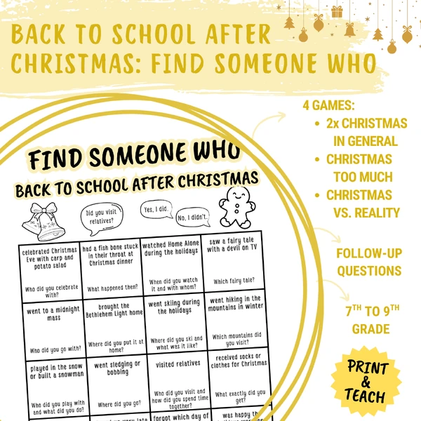 Back to school after Christmas - Find someone who