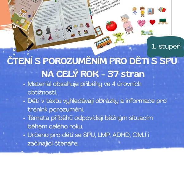 Čtení s porozuměním pro děti s SPU a čtenáře na 1. stupni - Na celý rok