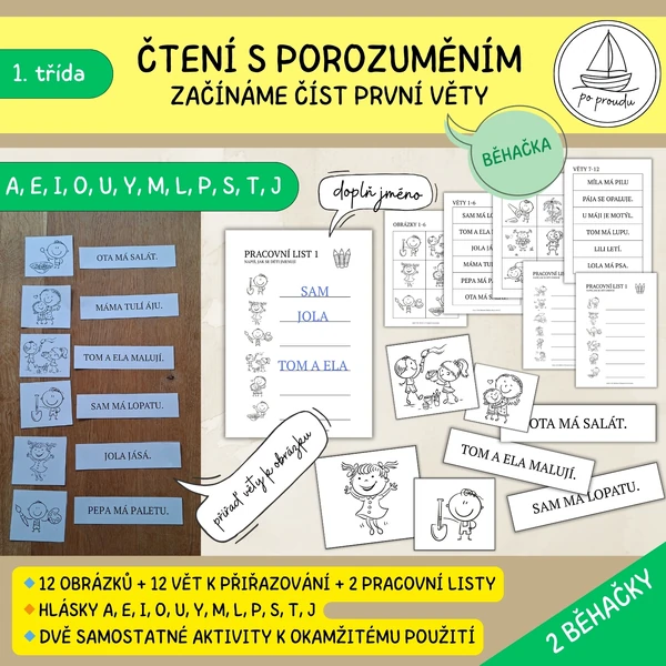 První čtení s porozuměním – 2 běhačky a pracovní listy